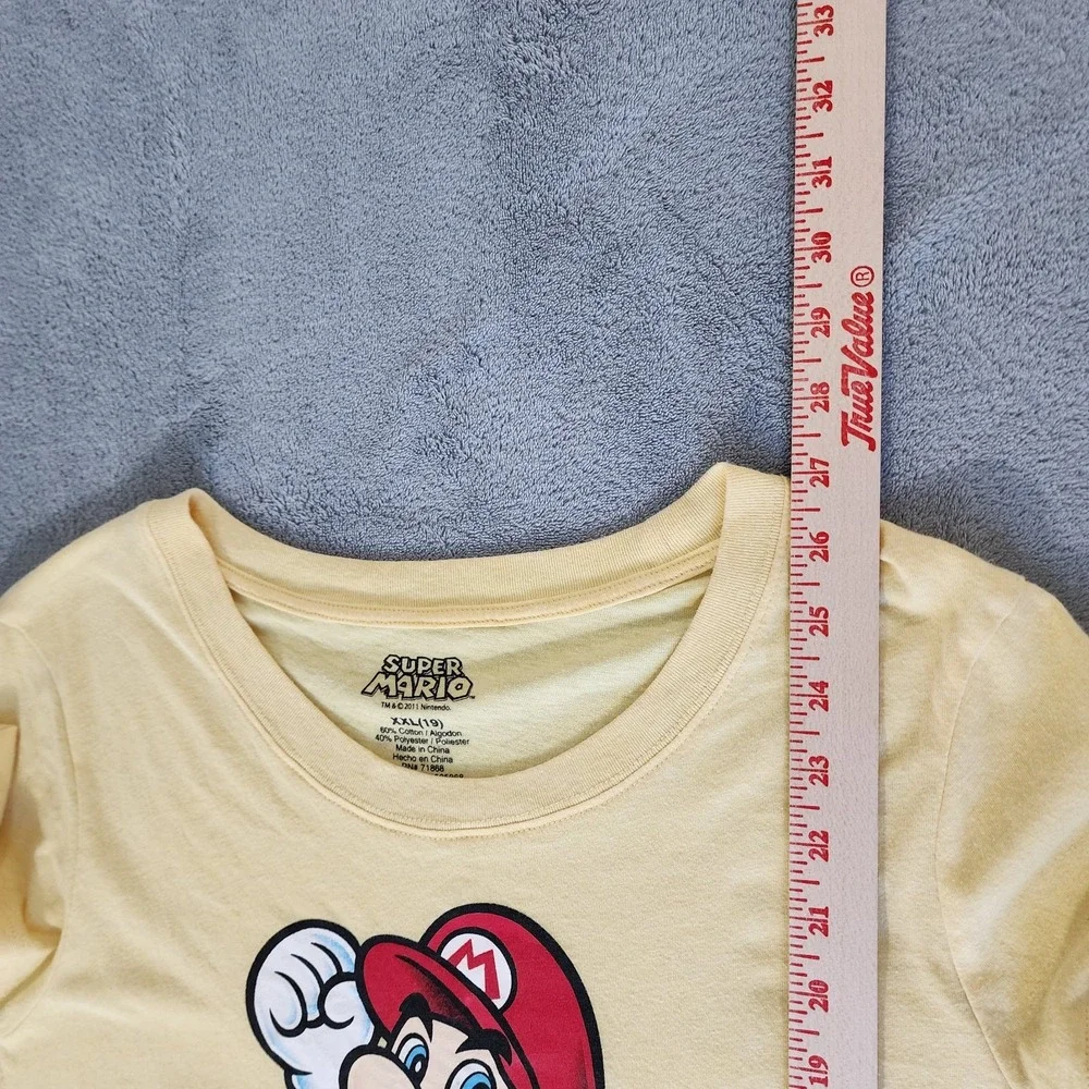 Super Mario Girls Teen T Shirt XXL Size 19‎ Yellow Short Sleeve Gamer